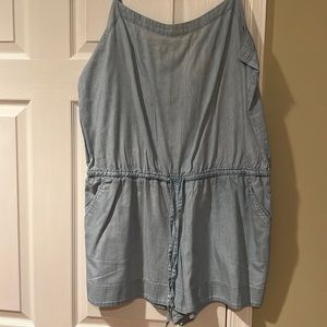 Jeans style romper with pockets